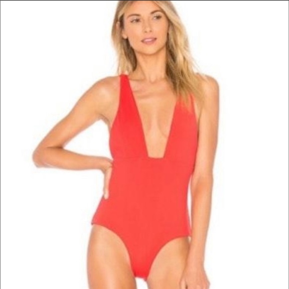 Mara Hoffman Audrey Plunging One Piece Swimsuit, M - Picture 4 of 10